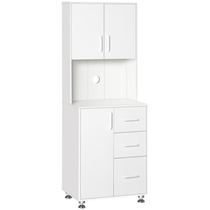 Armoire de cuisine multi-rangement 2 + 1 porte 3 tiroirs + grand plateau blanc