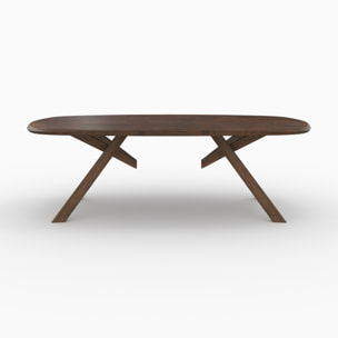 Table rectangulaire en bois d'hévéa massif foncé 8 personnes - Merlin