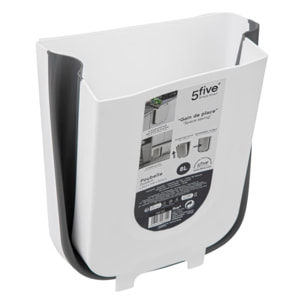 Papelera retráctil de 8 litros, blanco y gris