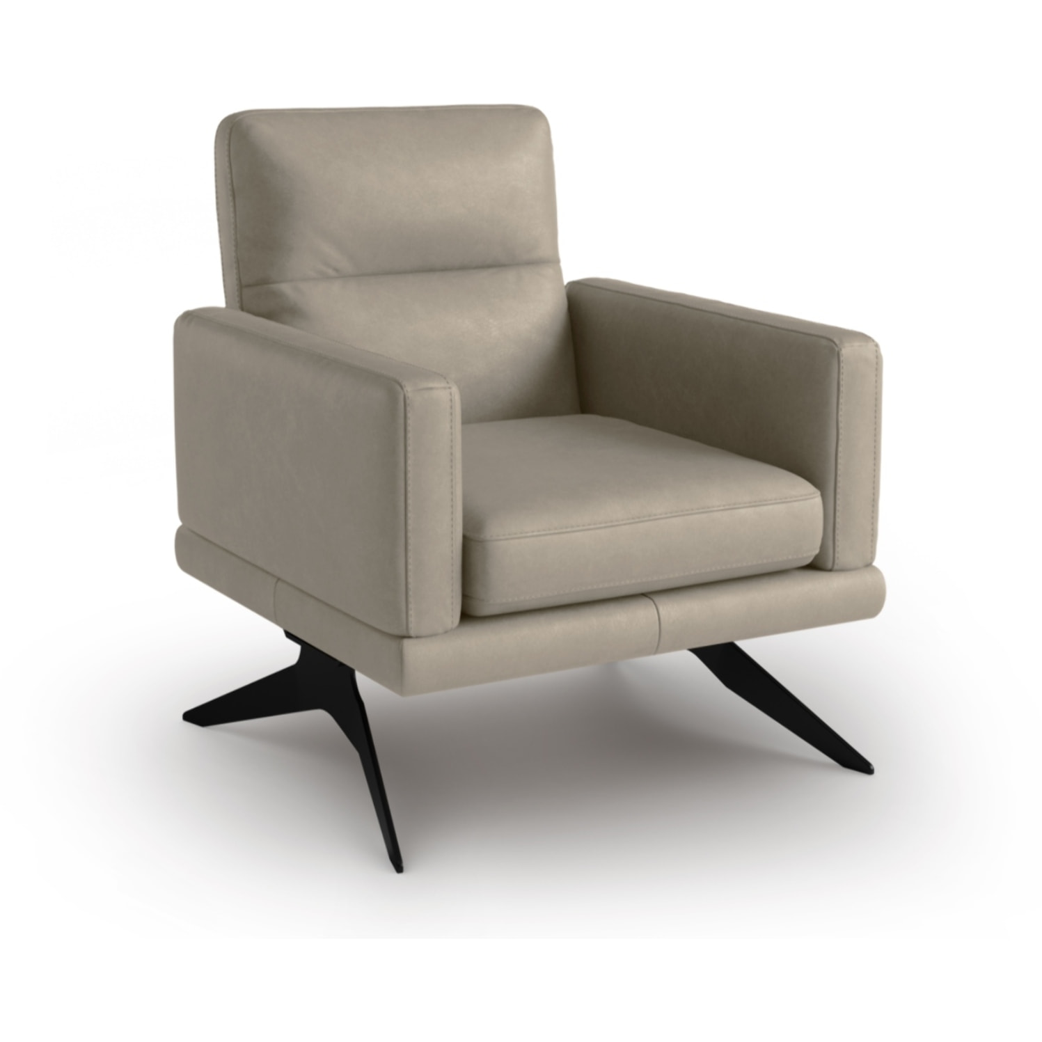 Fauteuil "Ange" en cuir véritable gris clair