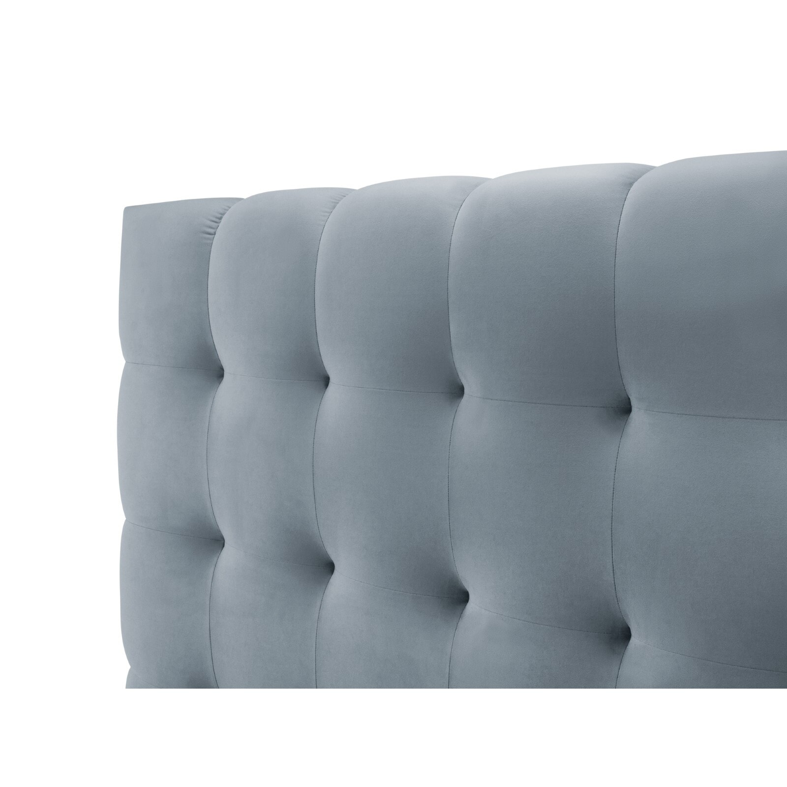 Lit coffre avec tête de lit double "Bali" 180x200cm en velours bleu clair