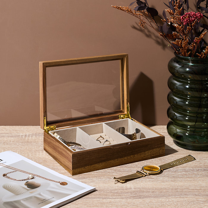 Boite A Bijoux Verre Et Bois