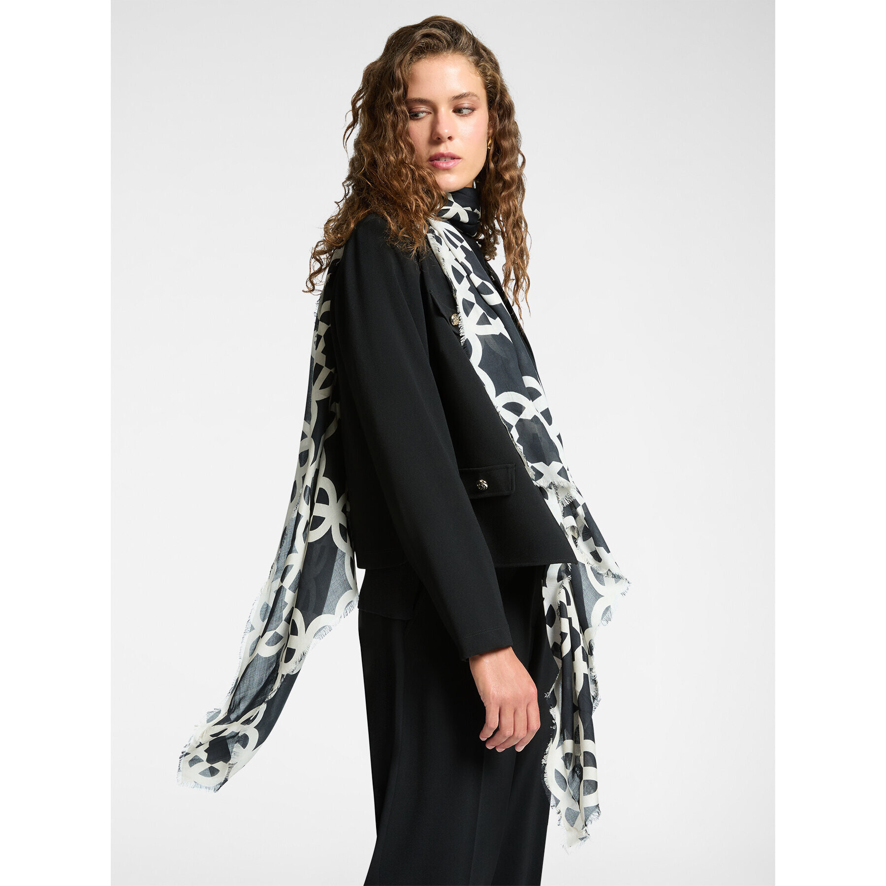 Elena Mirò - Estola estampada - Negro