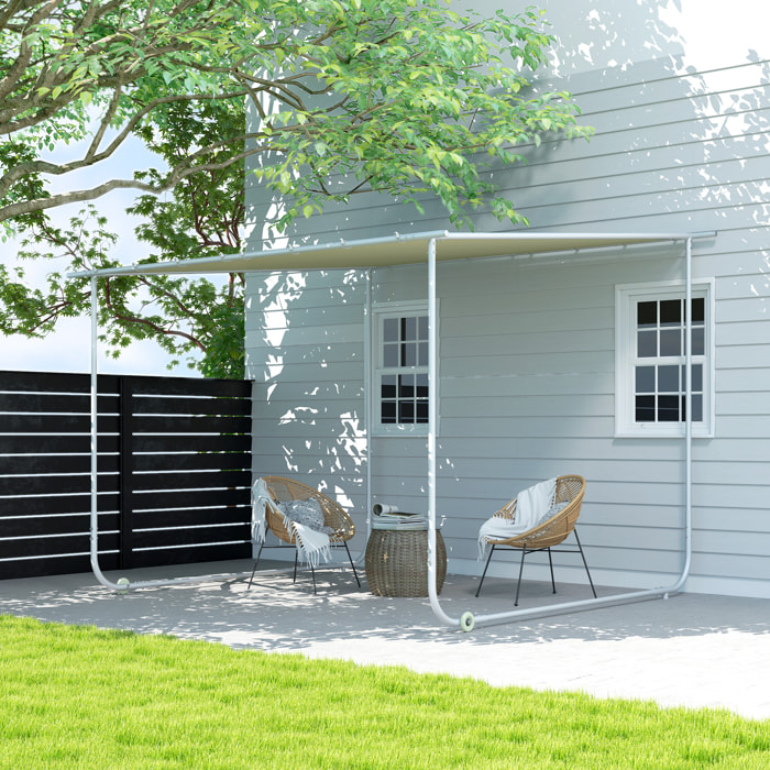 Pérgola 3x3 m Cenador de Jardín con Ruedas Protección UV 30+ Impermeable Sacos de Arena y Marco de Acero para Patio Terraza Balcón Crema