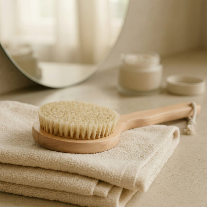 Brosse de bain en bois exfoliante MSV