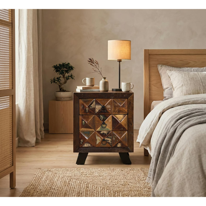 Mesitas de Noche de Madera Reciclada 50 Cm Estilo Industrial Moderno