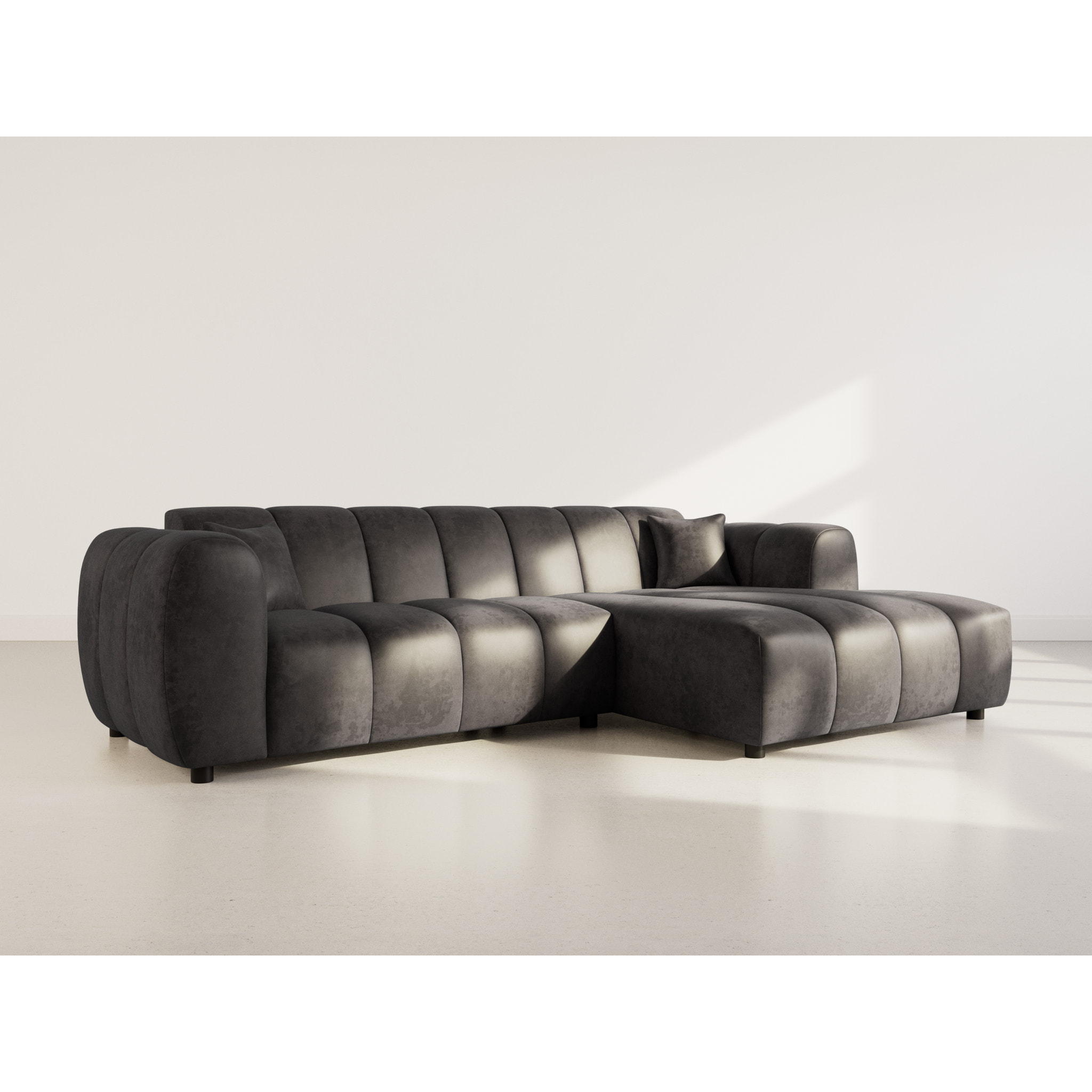 Curtis - canapé d'angle droit 4 places en simili - Noir