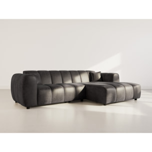 Curtis - canapé d'angle droit 4 places en simili - Noir