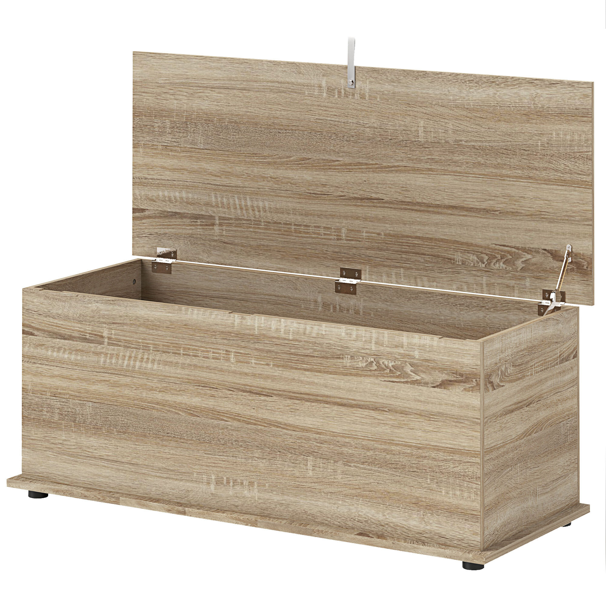 Coffre malle de rangement coffre à jouets dim. 100L x 40l x 40H cm panneaux particules bois chêne