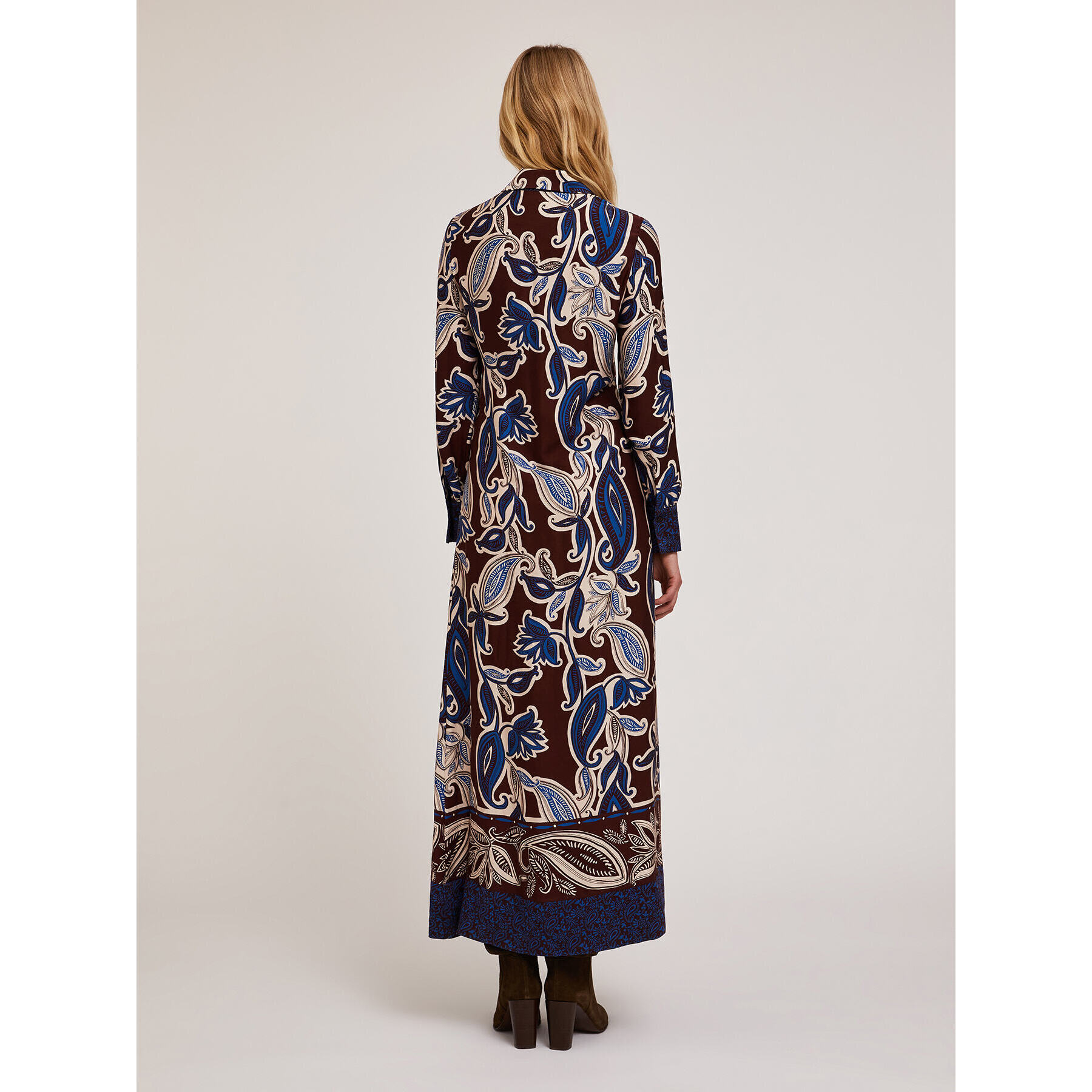Motivi - Vestido largo de viscosa con estampado fular - Azul