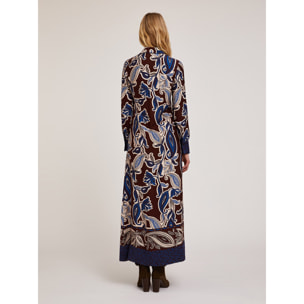 Motivi - Vestido largo de viscosa con estampado fular - Azul