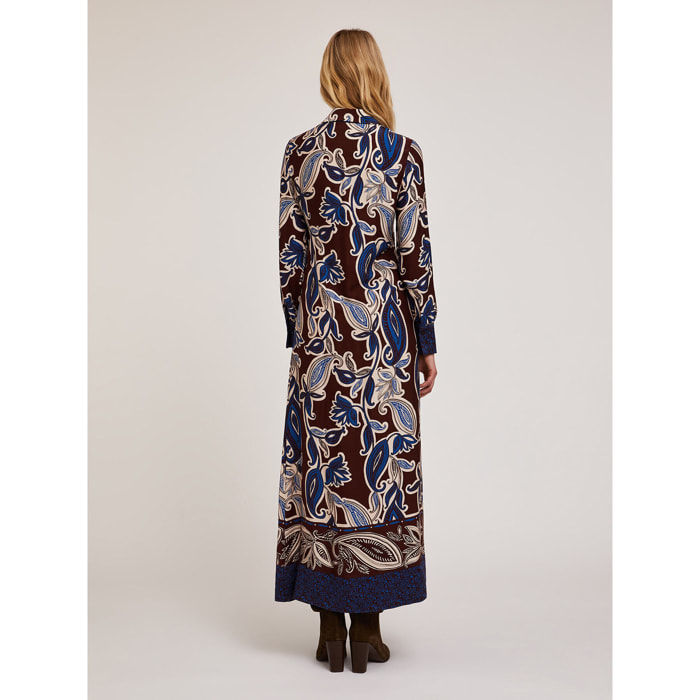 Motivi - Vestido largo de viscosa con estampado fular - Azul