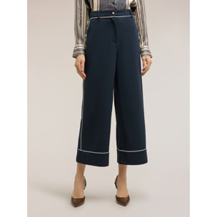 Motivi - Pantalones cropped con perfiles en contraste - Azul