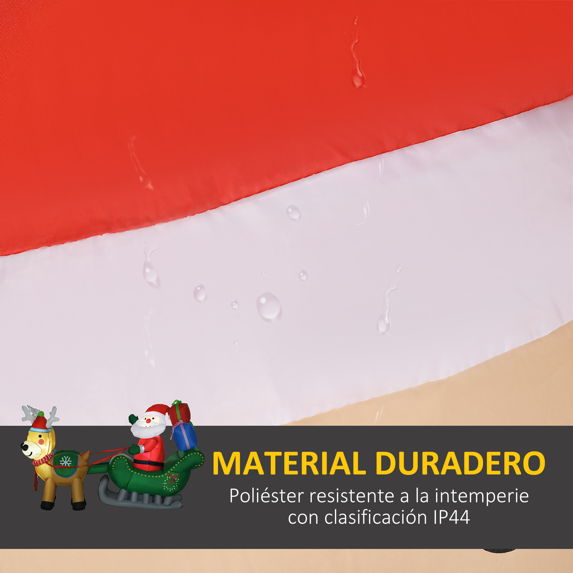 Decoración Inflable de Navidad Papá Noel con Trineo y 2 Renos Decoración Navideña con 4 Luces LED para Jardín Patio 210x70x125 cm