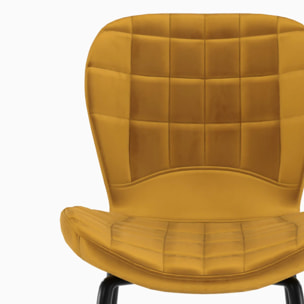 Lot de 2 chaises de bar en velours jaune curry 75 cm - Mazzia