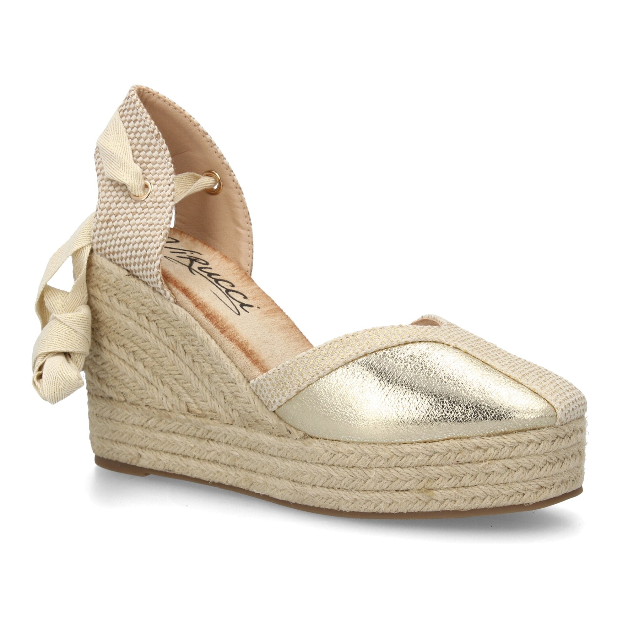 Alpargata de cuña alta de esparto con cintas