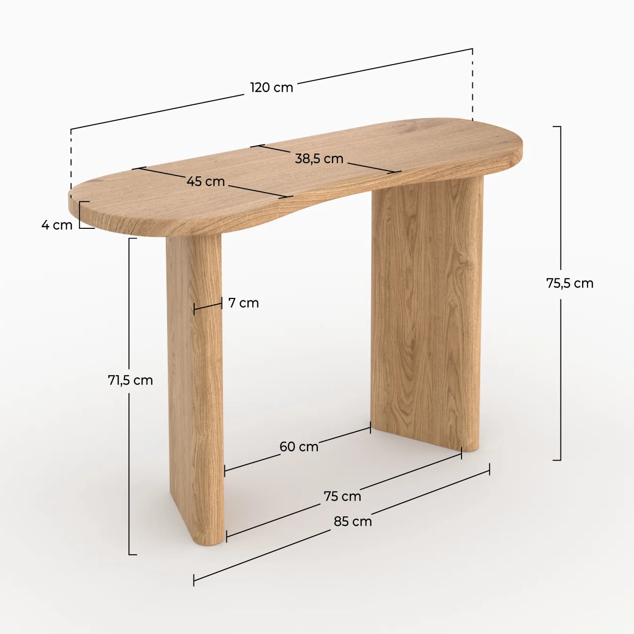 Console en bois massif de mindi - Brandan