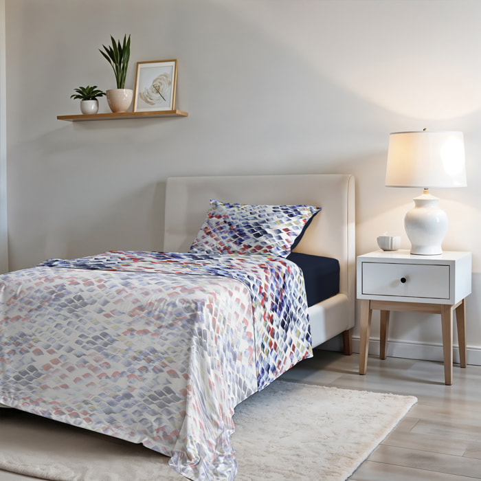 COMPLETO LETTO FASHION, 100% Microfibra, No Stiro - LENA