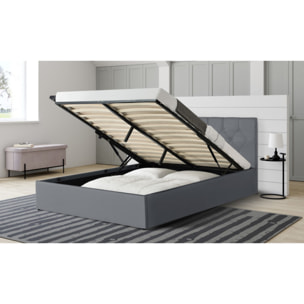 Lit coffre Hanna 140x190cm simili cuir gris