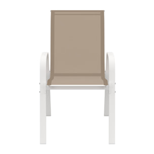 Chaises de jardin empilables textilène blanc beige - lot de 4