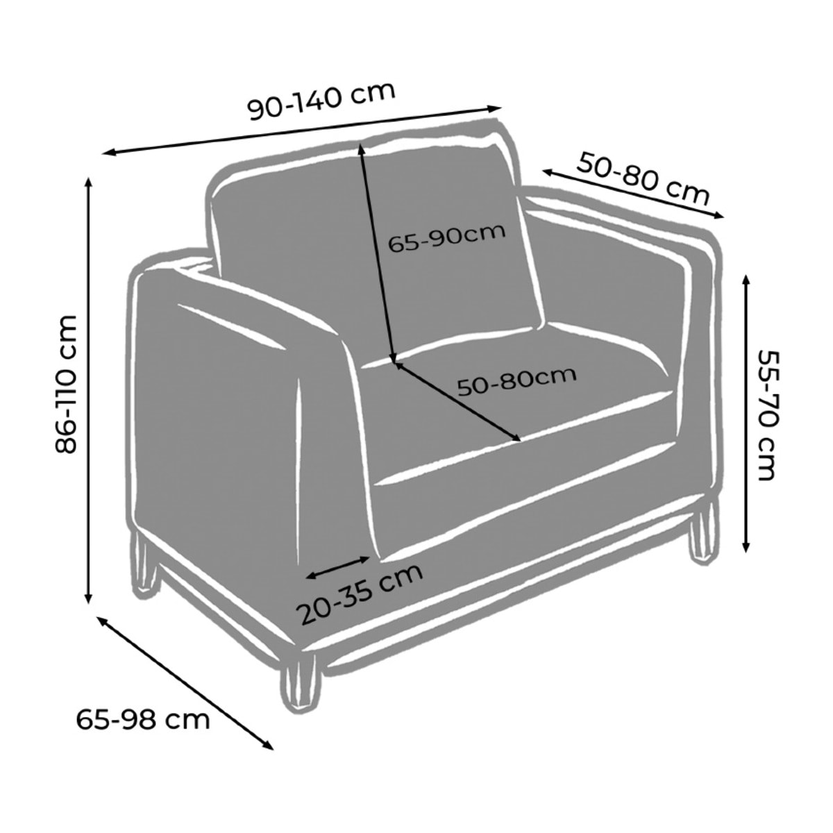 Copripoltrona Elasticizzato In Tinta Unita Per Divani Lineari e Componibili Modello Perfetto Tortora
