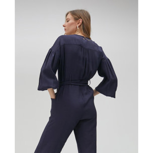 Tuta in denim con cerniera