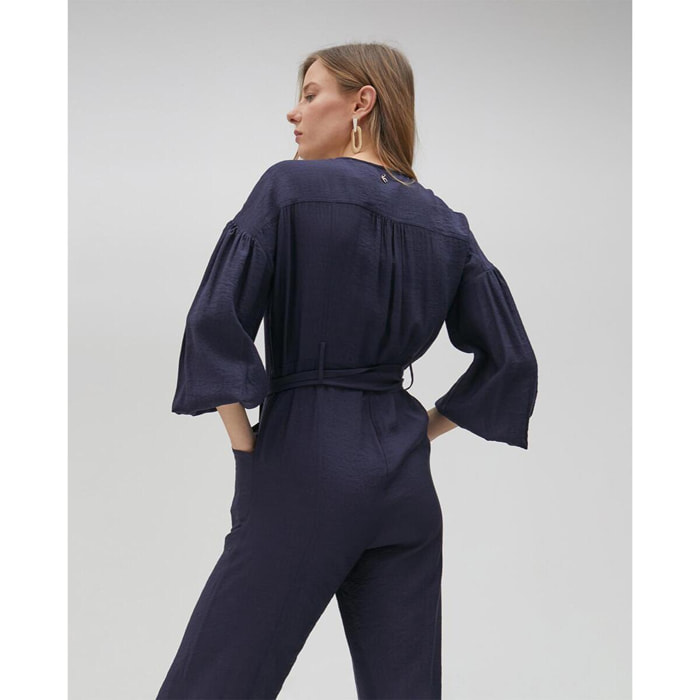 Tuta in denim con cerniera