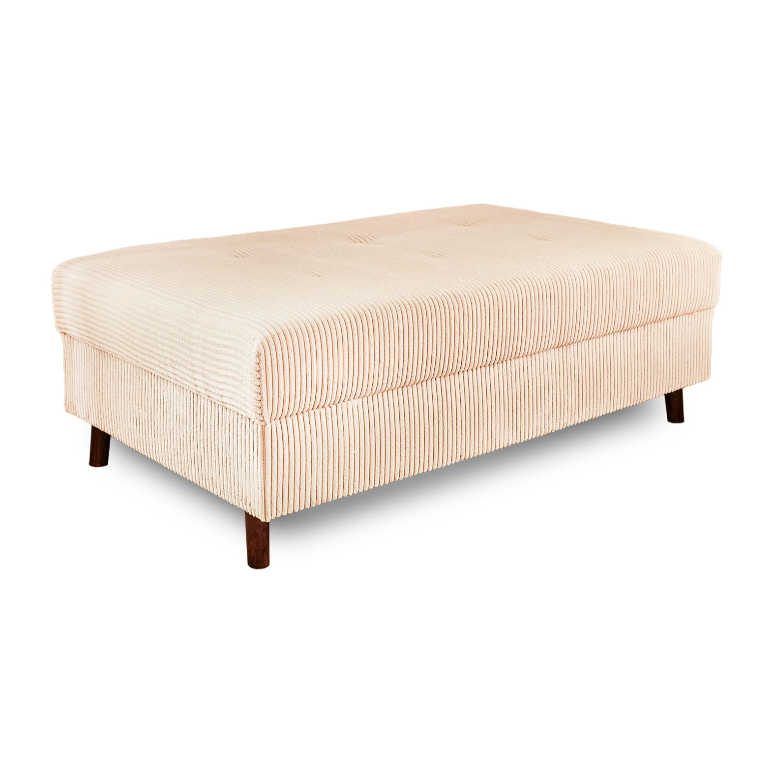 Rune - canapé d'angle droit - 4 places - avec pouf d'appoint - en velours côtelé - Beige