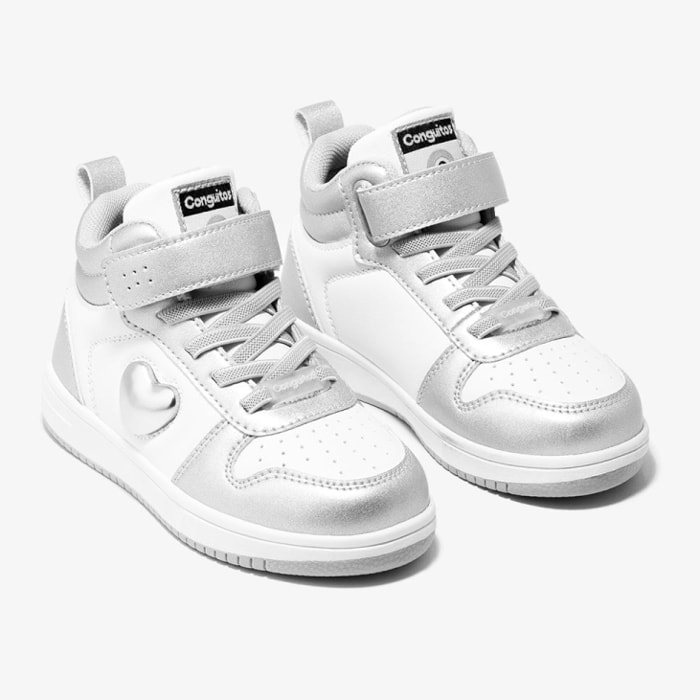 Zapatillas Altas Unisex de Napa con Luces en Plata