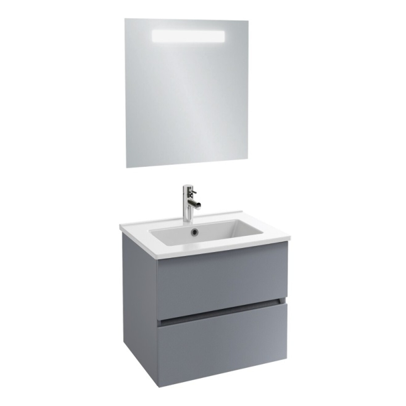 Meuble vasque Tolbiac gris anthracite + miroir led