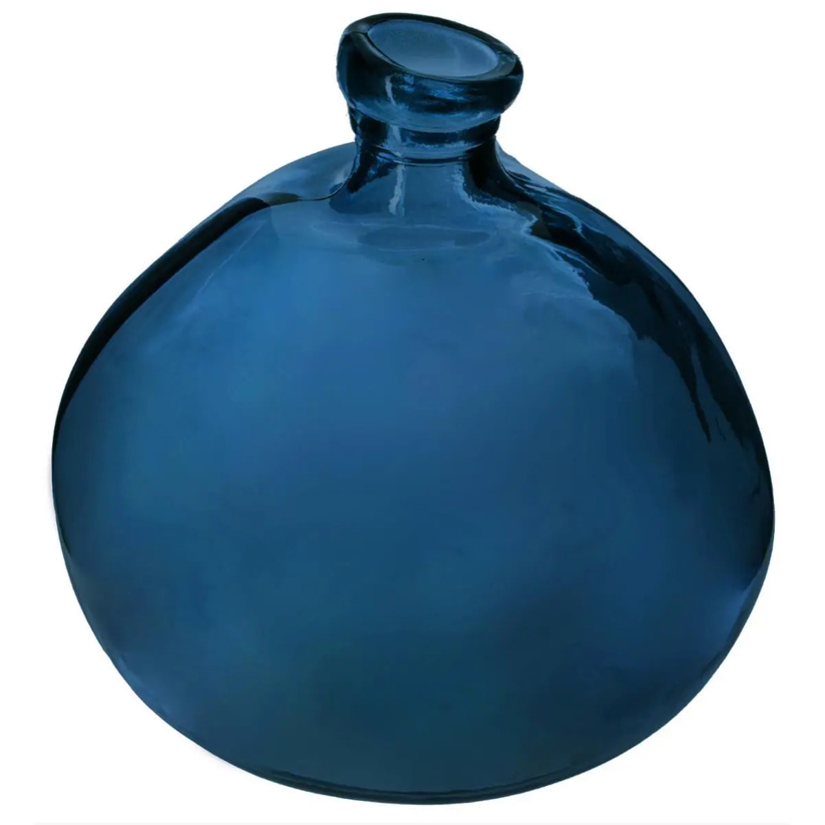 Vase rond verre recyclé - bleu orage - D45 cm