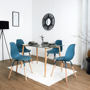 Chaise Scandinave Phenix Bleu Canard - Lot De 4
