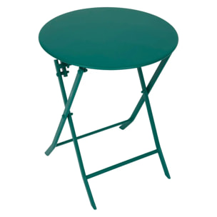 Table de jardin 2 places Greensboro plaible D60cm vert opale