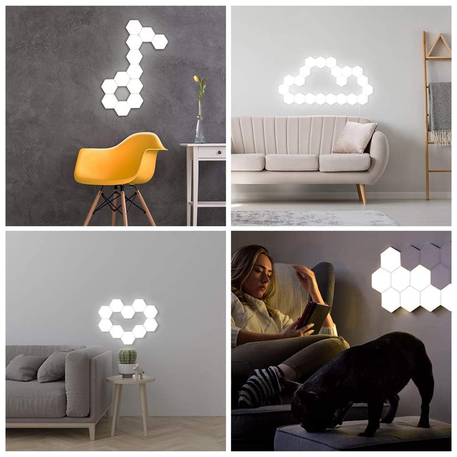 Set di 6 luci LED collegabili tra loro, da appendere al muro o al tavolo. Con telecomando e controllo touch individuale.