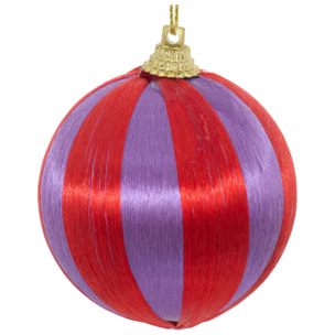 Lot de 4 boules de Noël fils violet et rouge D. 60 mm