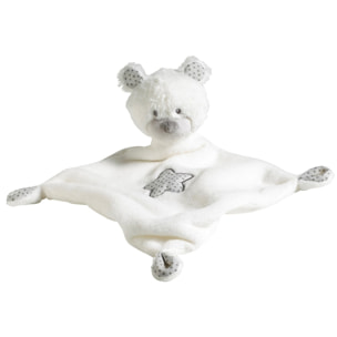 Doudou mouchoir Ours en velours blanc