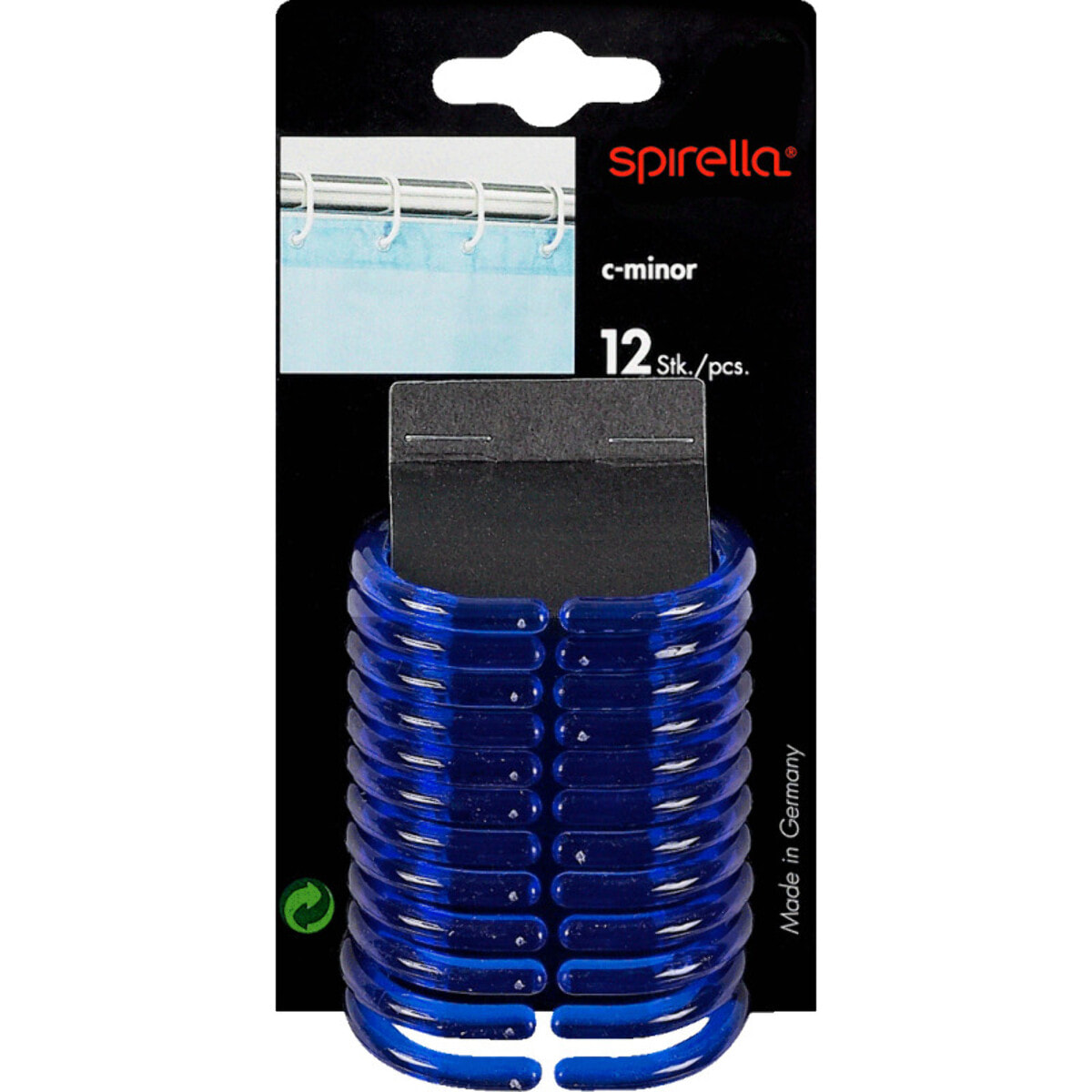 Lot de 12 anneaux pour rideaux de douche C-MINOR Bleu Ciel Spirella