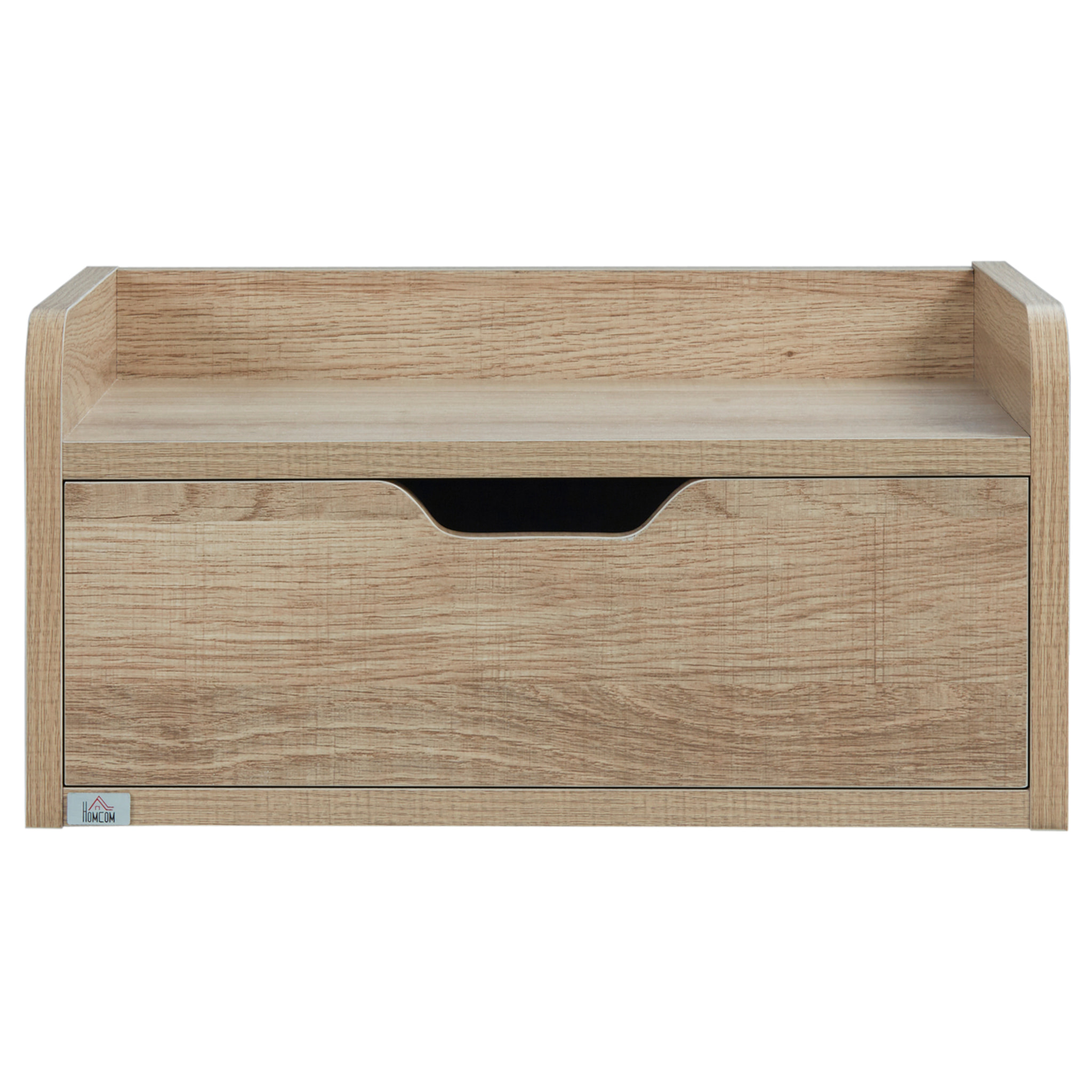 Set de 2 Mesitas de Noche Flotantes Mesillas de Noche de Pared con Cajón para Dormitorio Habitación Hogar Diseño Sencillo 40x30x19,5 cm Madera Natural