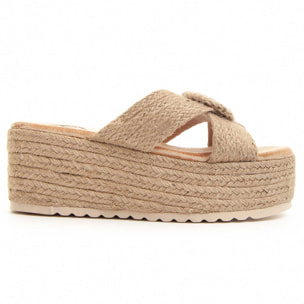 Sandalias de Cuña - Beige - Altura: 6 cm