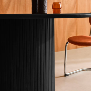 Table à manger ronde bois d'hévéa et placage chêne 4 places ESTELLE