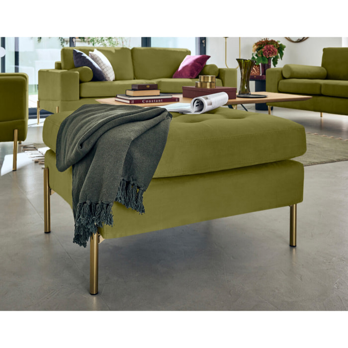 Isaure - pouf en velours - Vert Olive