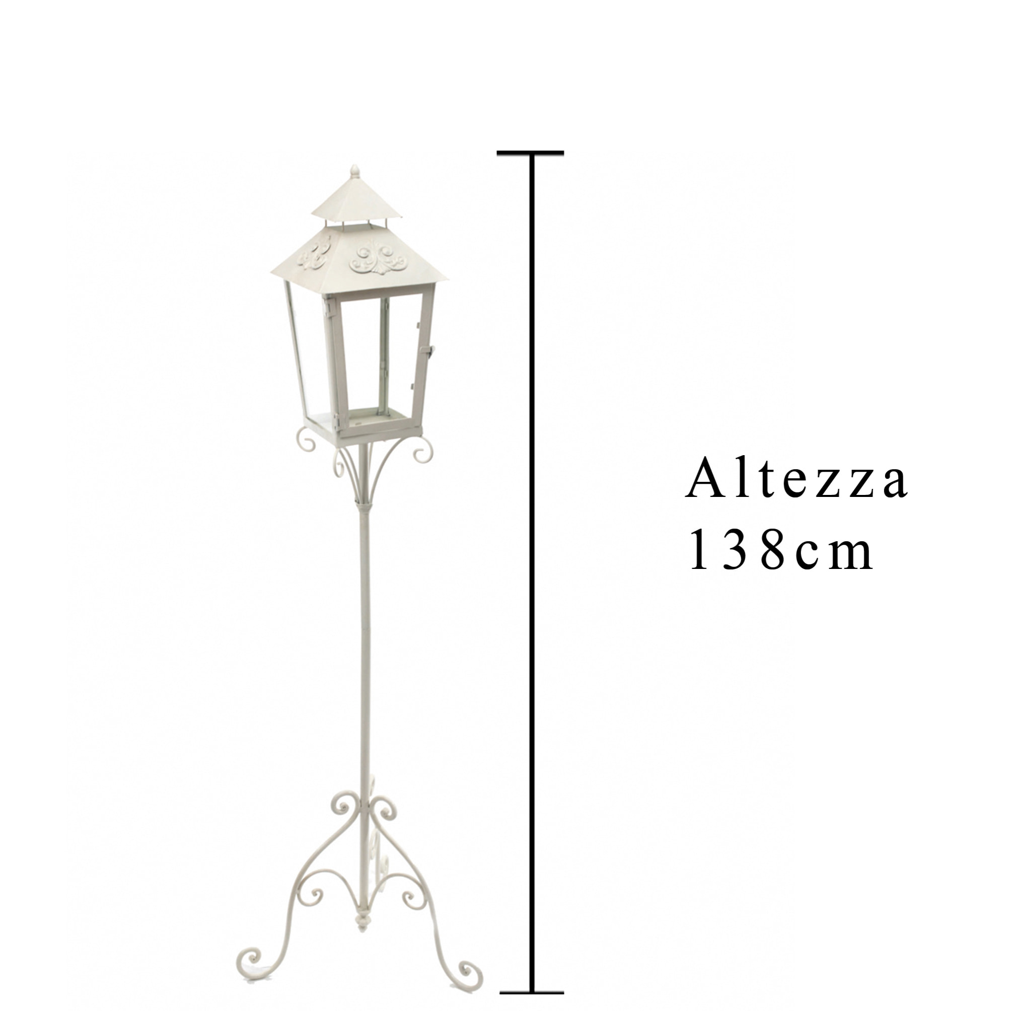 Lanterna Rialzata. Altezza 138 Cm - Pezzi 1 - 42X138X40cm - Colore: Bianco - Bianchi Dino - Decori Casa E Complementi