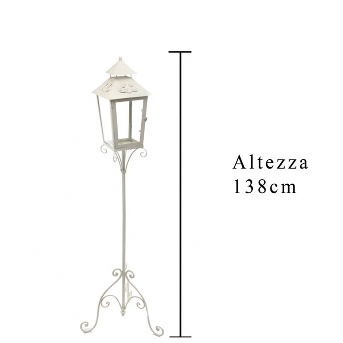 Lanterna Rialzata. Altezza 138 Cm - Pezzi 1 - 42X138X40cm - Colore: Bianco - Bianchi Dino - Decori Casa E Complementi