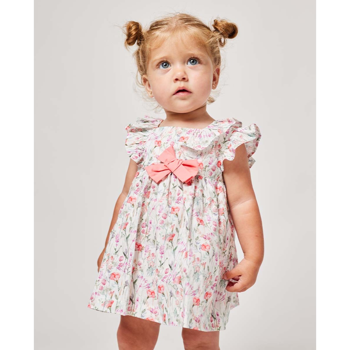 VESTIDO VOLANTE FLOR ROSA