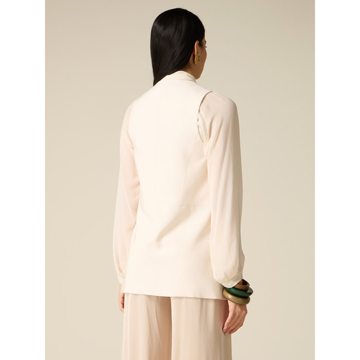 Oltre - Gilet sartoriale misto viscosa - Bianco