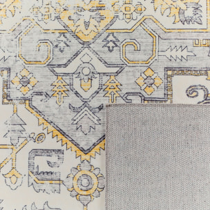 OTTOMAN - Tapis à poils courts doux à motif oriental jaune