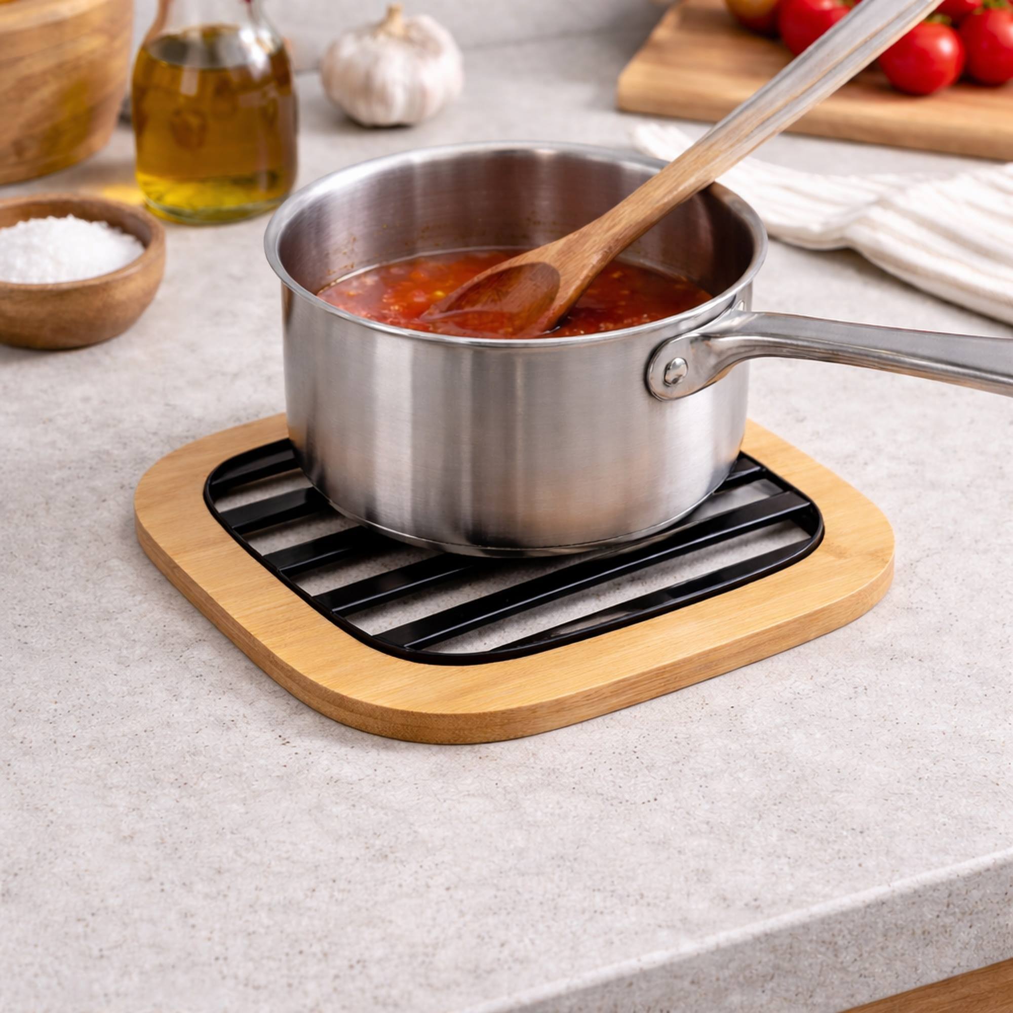 Salvamanteles ELIE 17x17cm color Negro con diseño industrial