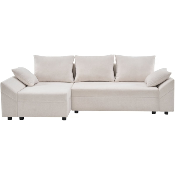 Canapé d'angle convertible et reversible en tissu texturé "Vaugirard II" - 3 places - Beige