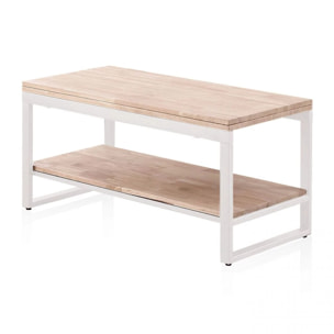 Mesa de centro elevable y extensible en blanco y roble 46-91x48,3-57,6 Rens Blanco - Roble