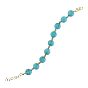 Bracciale in Argento 925 placcato Oro Giallo 18kt con Sfere in Magnesite